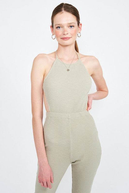 HALTER NECK JUMPSUIT WITH OPEN BACK - Shop Style & More | Fresh Looks, Everyday Deals & Free Shipping