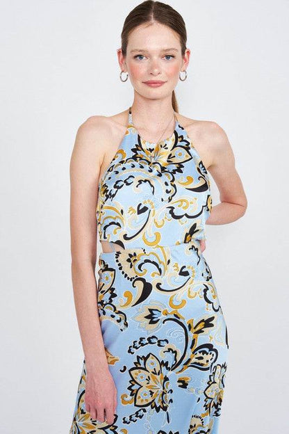 PRINTED HALTER NECK MAXI DRESS - Shop Style & More | Fresh Looks, Everyday Deals & Free Shipping