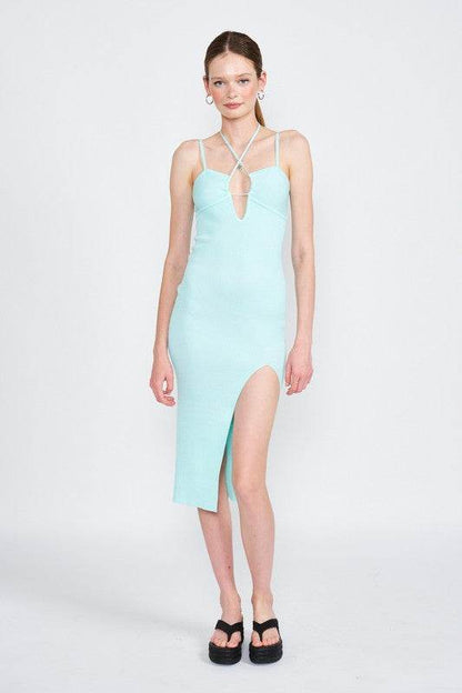 SPAGHETTI STRAP MIDI DRESS WITH SLIT - Shop Style & More | Fresh Looks, Everyday Deals & Free Shipping