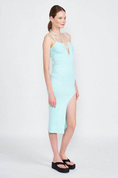 SPAGHETTI STRAP MIDI DRESS WITH SLIT - Shop Style & More | Fresh Looks, Everyday Deals & Free Shipping