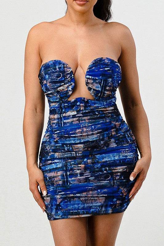 DEEP OCEAN PRINT MINI BODYCON DRESS - Shop Style & More | Fresh Looks, Everyday Deals & Free Shipping