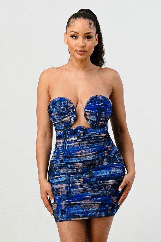 DEEP OCEAN PRINT MINI BODYCON DRESS - Shop Style & More | Fresh Looks, Everyday Deals & Free Shipping
