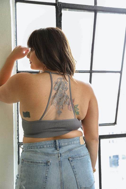 Plus Size Tattoo Mesh Racerback Bralette - Shop Style & More | Fresh Looks, Everyday Deals & Free Shipping