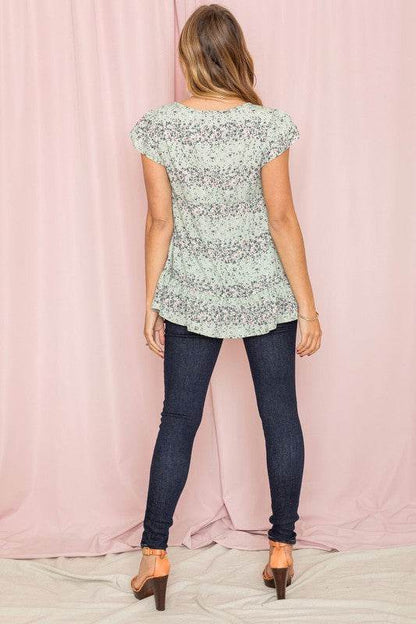 Plus Ditsy Floral Ruffle Hem Blouse - Shop Style & More | Fresh Looks, Everyday Deals & Free Shipping