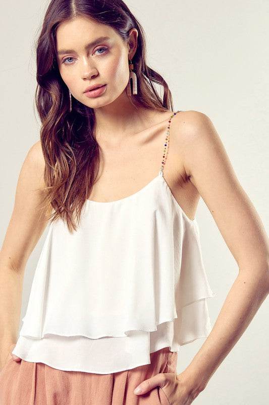 Beaded Shoulder Strap Cami Top - Shop Style & More | Fresh Looks, Everyday Deals & Free Shipping