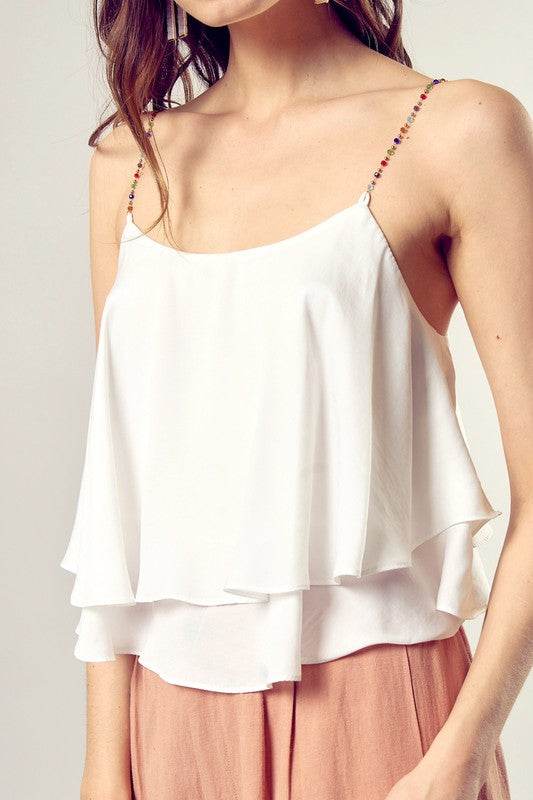 Beaded Shoulder Strap Cami Top - Shop Style & More | Fresh Looks, Everyday Deals & Free Shipping