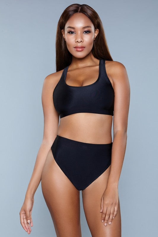 1985 Vera 2 Piece Set Black Two-Piece Bikinis