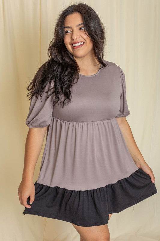 Plus Two Tone Tiered Mini Dress - Shop Style & More | Fresh Looks, Everyday Deals & Free Shipping