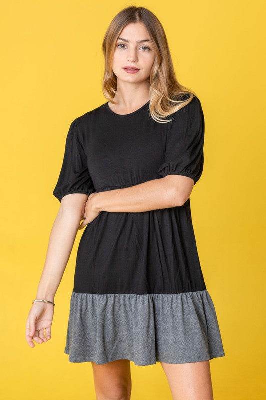 Plus Two Tone Tiered Mini Dress - Shop Style & More | Fresh Looks, Everyday Deals & Free Shipping