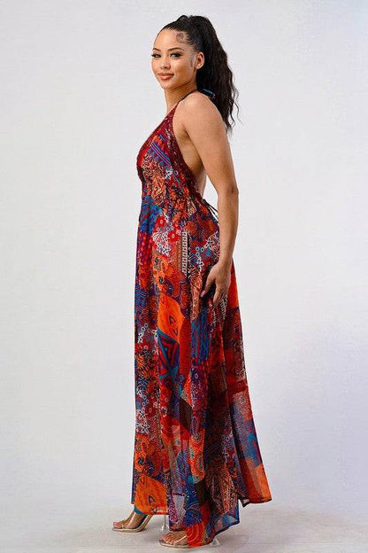 Bohemian print sequin lace trim maxi dress - Shop Style & More | Fresh Looks, Everyday Deals & Free Shipping