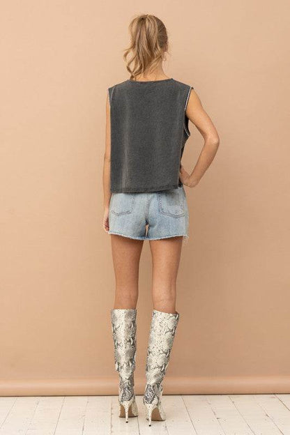 Mineral Washed Rhinestone Tank - Shop Style & More | Fresh Looks, Everyday Deals & Free Shipping