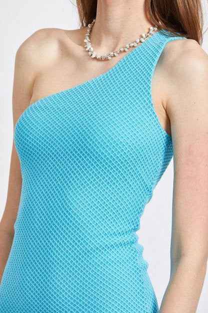 ONE SHOULDER TEXTURED MINI DRESS - Shop Style & More | Fresh Looks, Everyday Deals & Free Shipping