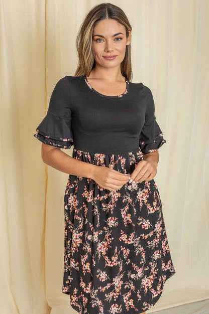 Plus Double Ruffle Sleeve Midi Dress - Shop Style & More | Fresh Looks, Everyday Deals & Free Shipping