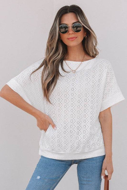 Faye Eyelet Pattern Casual Top - Shop Style & More | Fresh Looks, Everyday Deals & Free Shipping