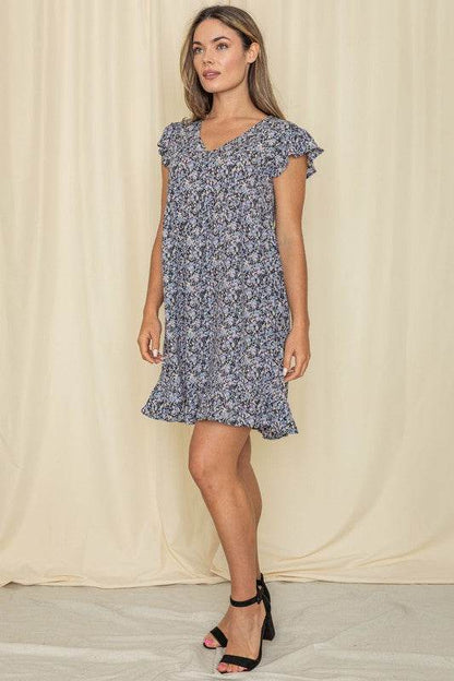Mix Floral Flutter Sleeve Mini Dress - Shop Style & More | Fresh Looks, Everyday Deals & Free Shipping