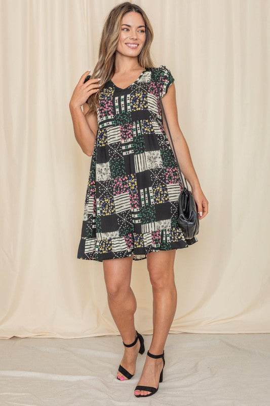 Mix Print Flutter Sleeve Mini Dress - Shop Style & More | Fresh Looks, Everyday Deals & Free Shipping