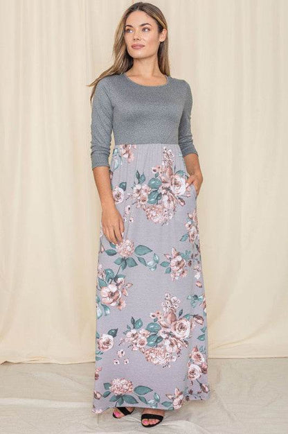 Quarter Sleeve Floral Maxi Dress - Shop Style & More | Fresh Looks, Everyday Deals & Free Shipping