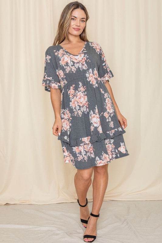 Floral V Neck Ruffle Dress - Shop Style & More | Fresh Looks, Everyday Deals & Free Shipping