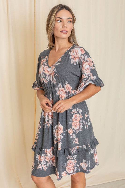 Floral V Neck Ruffle Dress - Shop Style & More | Fresh Looks, Everyday Deals & Free Shipping