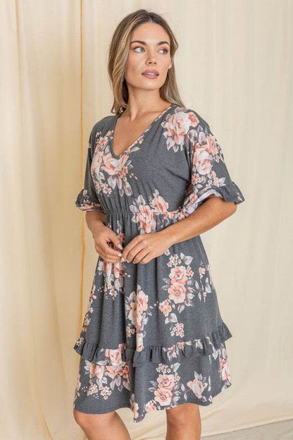 Floral V Neck Ruffle Dress - Shop Style & More | Fresh Looks, Everyday Deals & Free Shipping