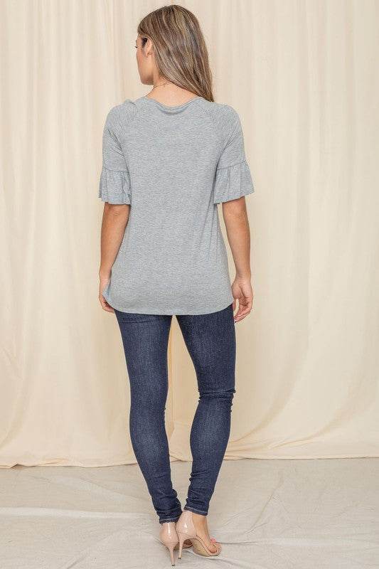 Solid Ruffle Sleeve Top - Shop Style & More | Fresh Looks, Everyday Deals & Free Shipping