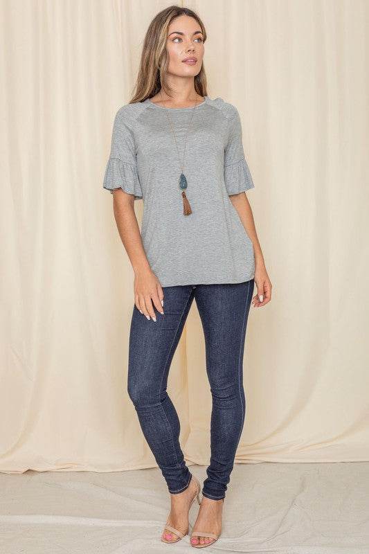 Solid Ruffle Sleeve Top - Shop Style & More | Fresh Looks, Everyday Deals & Free Shipping