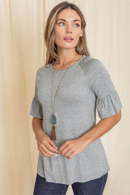 Solid Ruffle Sleeve Top - Shop Style & More | Fresh Looks, Everyday Deals & Free Shipping