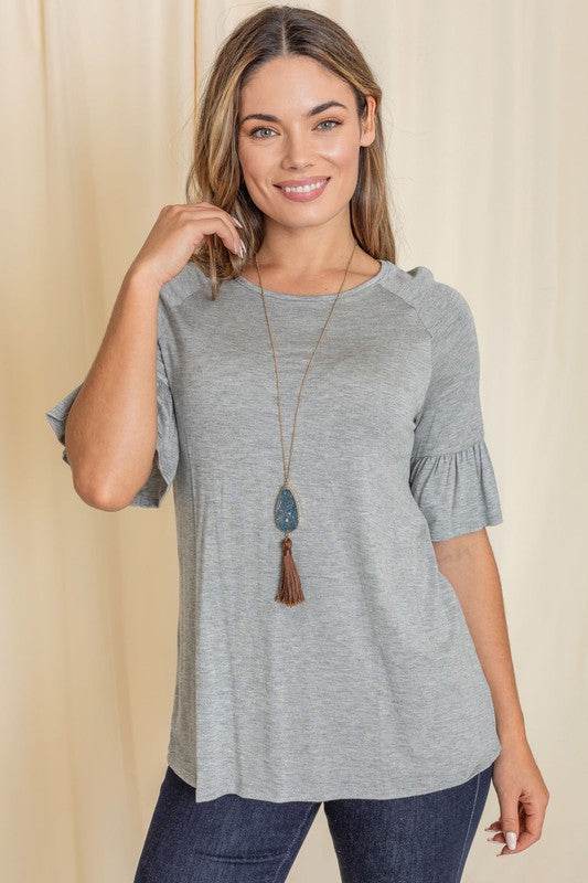 Solid Ruffle Sleeve Top - Shop Style & More | Fresh Looks, Everyday Deals & Free Shipping