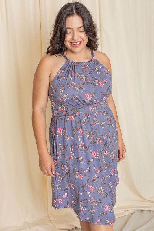 Plus Floral Halter Top Midi Dress - Shop Style & More | Fresh Looks, Everyday Deals & Free Shipping