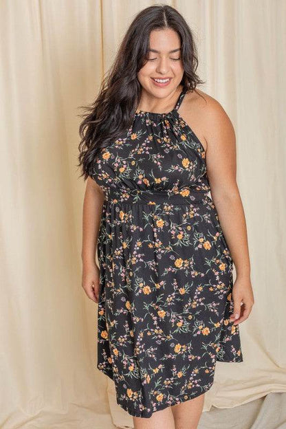 Plus Floral Halter Top Midi Dress - Shop Style & More | Fresh Looks, Everyday Deals & Free Shipping