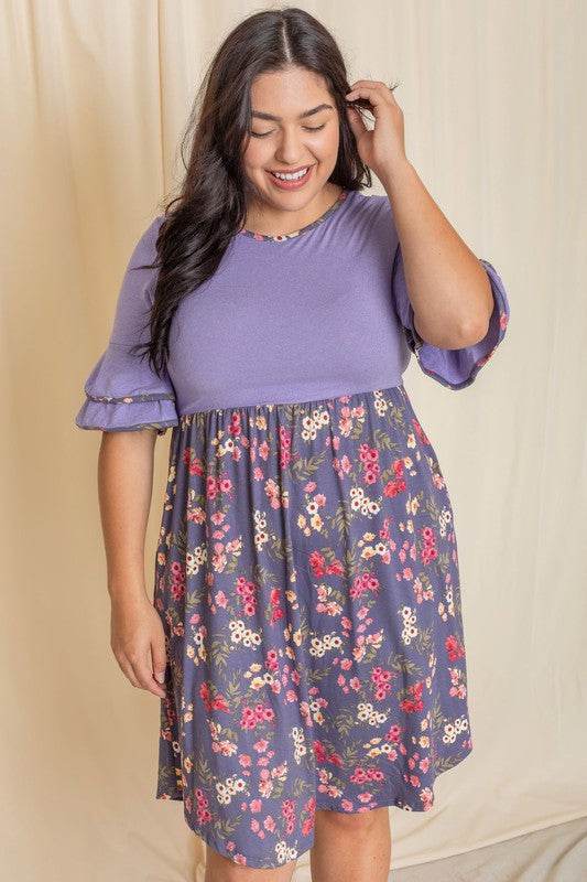 Plus Double Ruffle Sleeve Midi Dress - Shop Style & More | Fresh Looks, Everyday Deals & Free Shipping