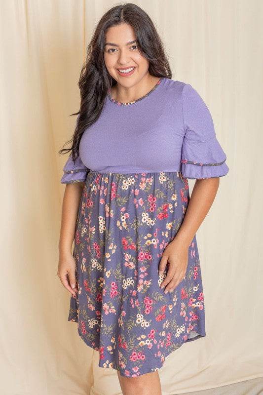 Plus Double Ruffle Sleeve Midi Dress - Shop Style & More | Fresh Looks, Everyday Deals & Free Shipping