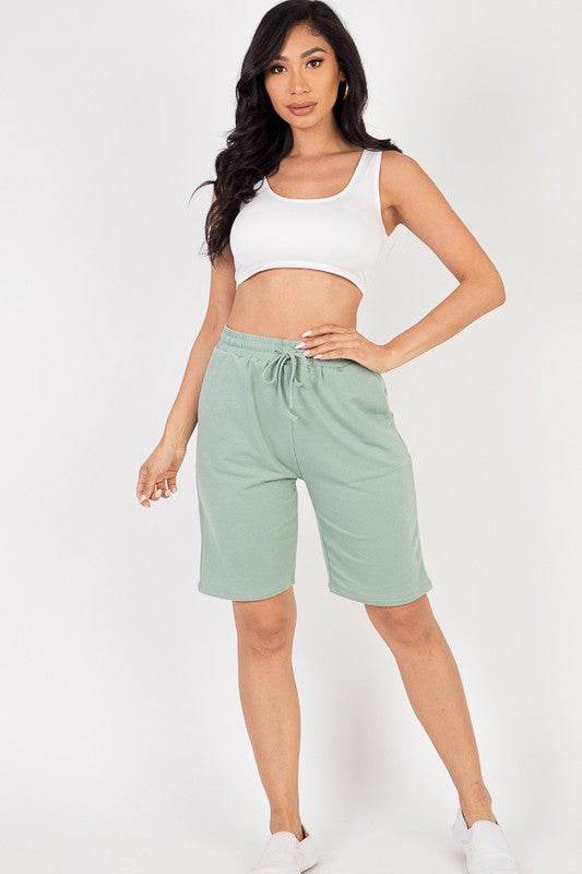 French Terry Bermuda Elastic waistband Shorts - Shop Style & More | Fresh Looks, Everyday Deals & Free Shipping