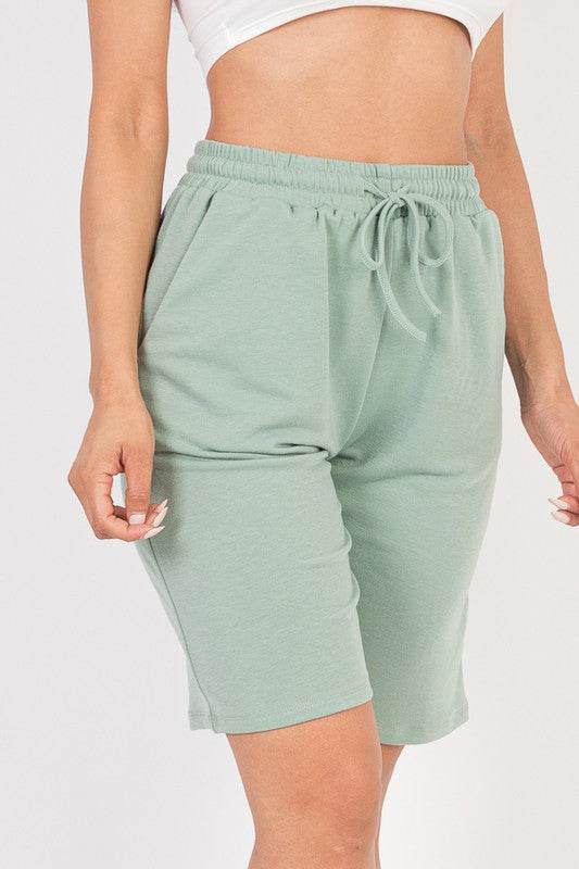 French Terry Bermuda Elastic waistband Shorts - Shop Style & More | Fresh Looks, Everyday Deals & Free Shipping