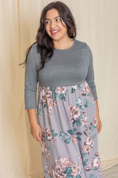 Plus Quarter Sleeve Floral Maxi Dress - Shop Style & More | Fresh Looks, Everyday Deals & Free Shipping