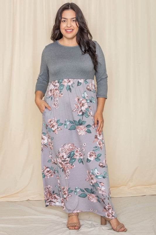 Plus Quarter Sleeve Floral Maxi Dress - Shop Style & More | Fresh Looks, Everyday Deals & Free Shipping