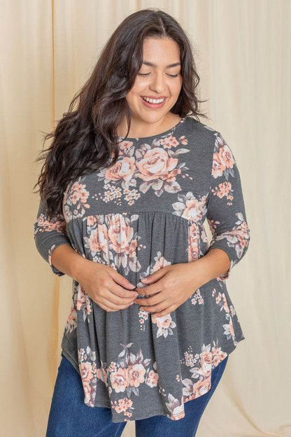 Plus Floral Curved Hem Tunic - Shop Style & More | Fresh Looks, Everyday Deals & Free Shipping