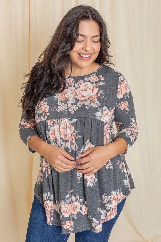 Plus Floral Curved Hem Tunic - Shop Style & More | Fresh Looks, Everyday Deals & Free Shipping