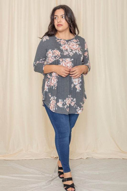 Plus Floral Curved Hem Tunic - Shop Style & More | Fresh Looks, Everyday Deals & Free Shipping