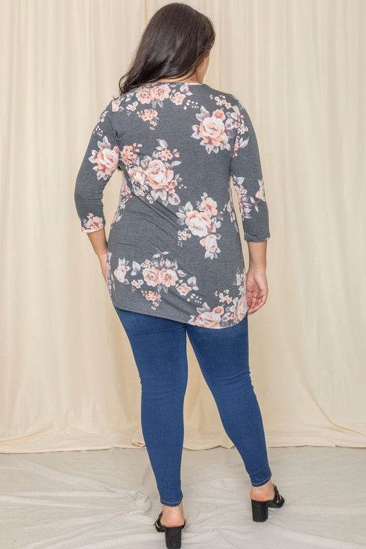 Plus Floral Curved Hem Tunic - Shop Style & More | Fresh Looks, Everyday Deals & Free Shipping