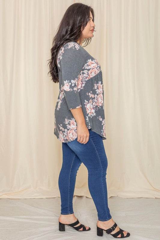 Plus Floral Curved Hem Tunic - Shop Style & More | Fresh Looks, Everyday Deals & Free Shipping
