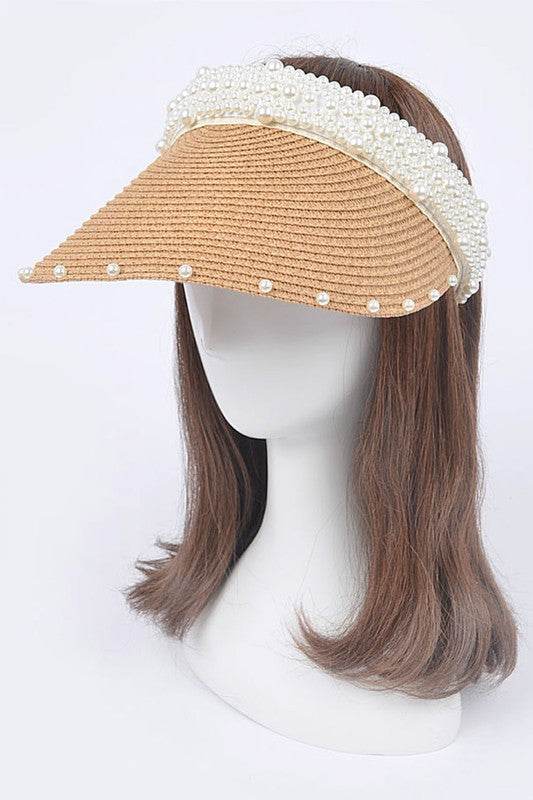 Pearl Accent Straw Visor Sun Hat - Shop Style & More | Fresh Looks, Everyday Deals & Free Shipping