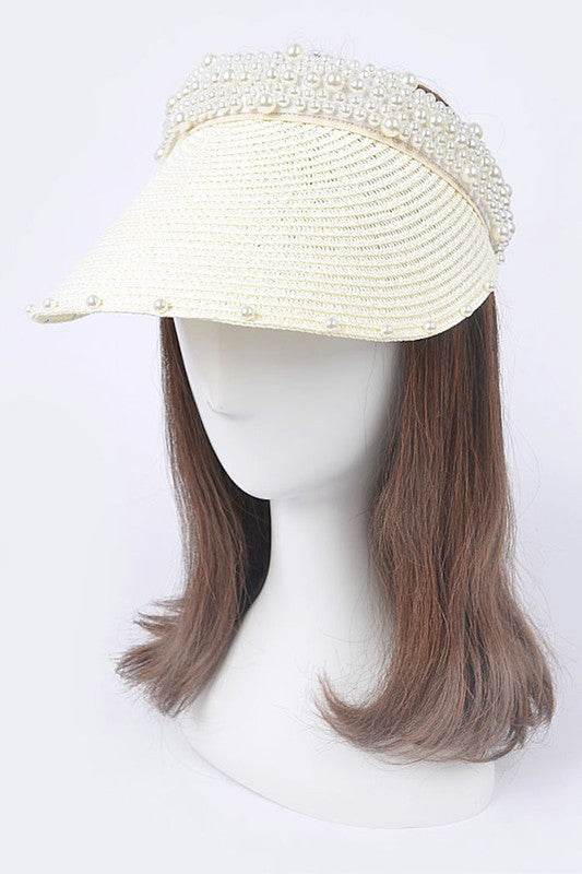 Pearl Accent Straw Visor Sun Hat - Shop Style & More | Fresh Looks, Everyday Deals & Free Shipping