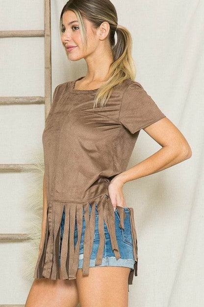 Micro Suede Fringe Top - Shop Style & More | Fresh Looks, Everyday Deals & Free Shipping