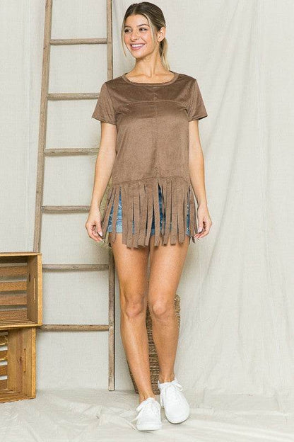 Micro Suede Fringe Top - Shop Style & More | Fresh Looks, Everyday Deals & Free Shipping