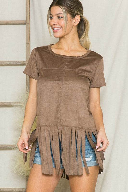 Micro Suede Fringe Top - Shop Style & More | Fresh Looks, Everyday Deals & Free Shipping