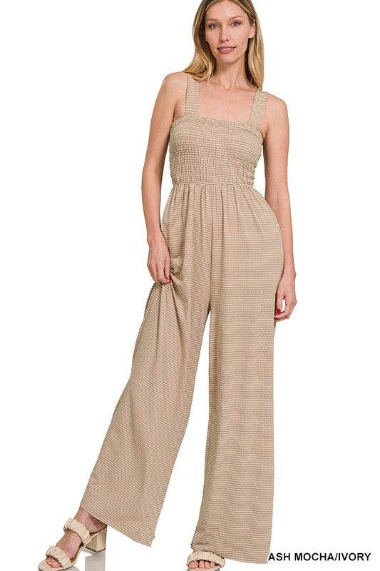 Smocked Top Striped Jumpsuit - Shop Style & More | Fresh Looks, Everyday Deals & Free Shipping