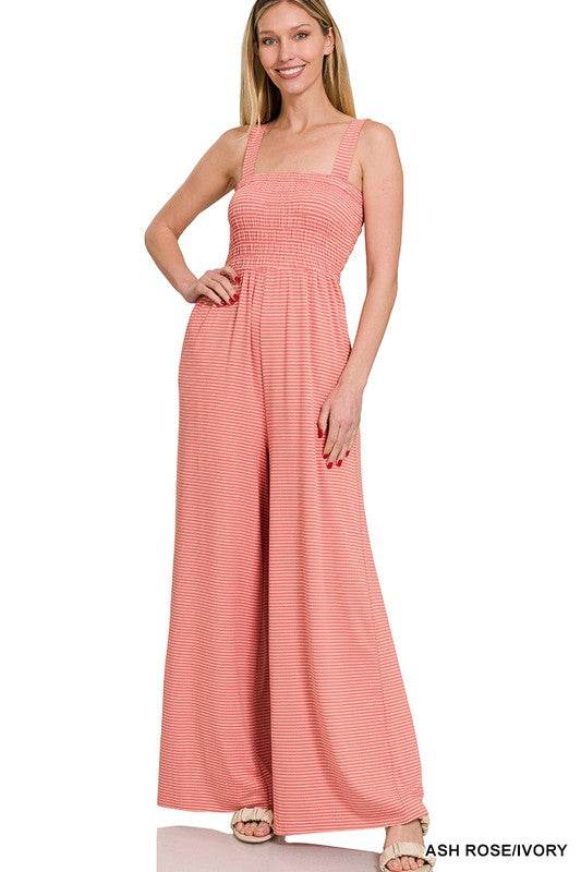 Smocked Top Striped Jumpsuit - Shop Style & More | Fresh Looks, Everyday Deals & Free Shipping