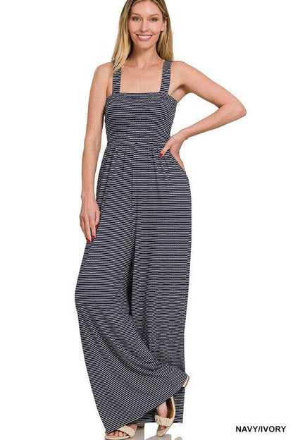 Smocked Top Striped Jumpsuit - Shop Style & More | Fresh Looks, Everyday Deals & Free Shipping