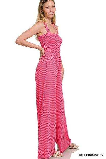 Smocked Top Striped Jumpsuit - Shop Style & More | Fresh Looks, Everyday Deals & Free Shipping